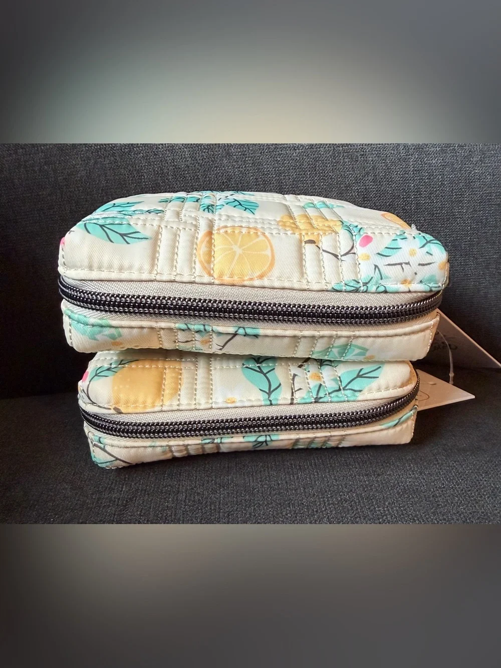 Lug Domino Clearview Storage Bag Pouch (2-piece set) – Lemon Floral Yellow Cream